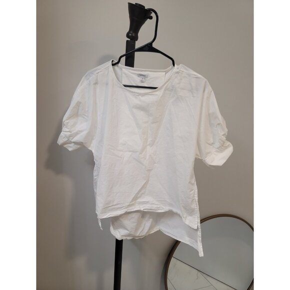 Cuyana Tops - Cuyana Alpaca Boat Neck High Low Top White Boxy Oversized Cap Sleeve Small